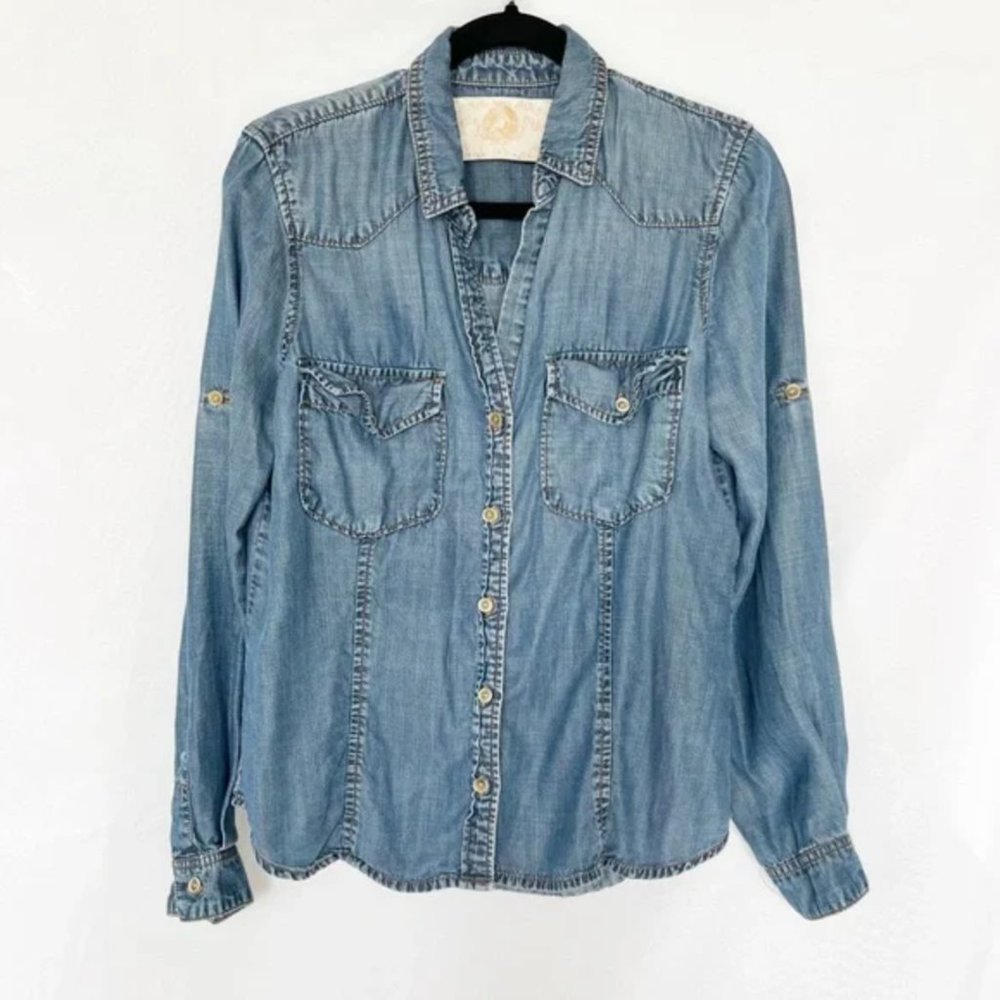 Bella Dahl Button Down Tencel Chambray Shirt size M